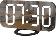 Digital Alarm Clock 6.5 Large Led Mirror Display Dual Usb Charger Port Clocks