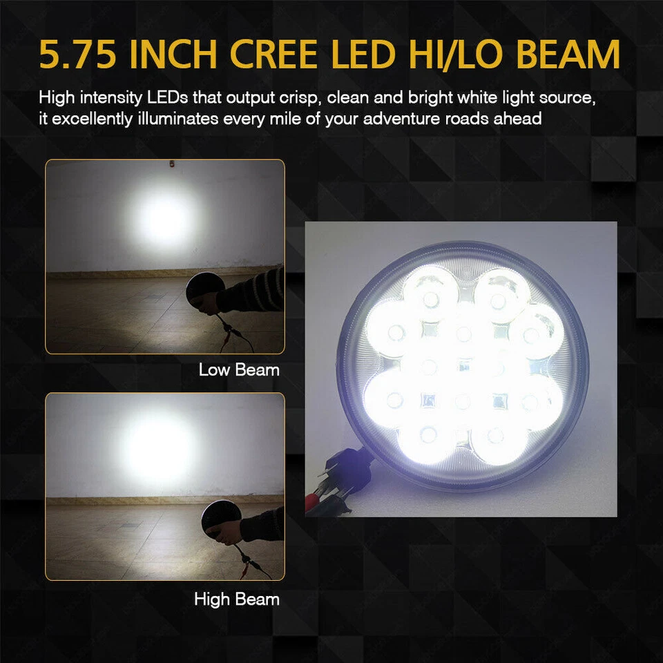 Круглые светодиодные фары для GMC C15/C1500 1961-1972 Pickup C2500 5,75 дюйма 5-3/4 дюйма 4 шт. - Изображение 3 из 4