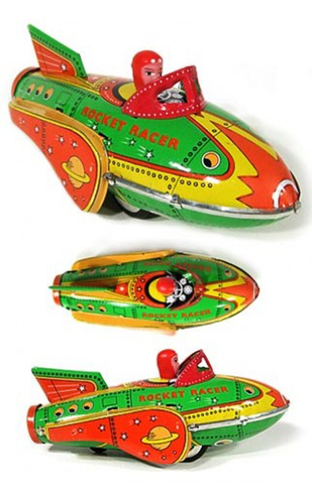 Tin Toy Rocket Racer Space Ship Sound Friction Baby Einstein vintage old