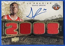 2008-09 UD Premier Rookie Patch Auto Gold Donte Greene RC 41/75 #124 Kings