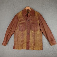 Vintage Sears Western Outdoor Wear Jacket Mens Medium Brown Faux Leather Lined
