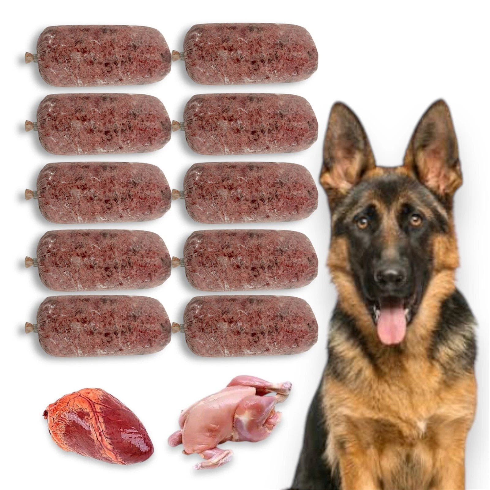 Dog Food Frozen BEEF (OX) HEART & CHICKEN MINCE. BARF RAW DIET 40x500g 20kg