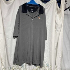 Mens Cutter & Buck 3XT NCAA Florida Miami University Hurricanes Striped Polo