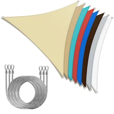 ColourTree Sun Shade Sail Triangle with Stainless Steel Metal Wire Cable Ropes 