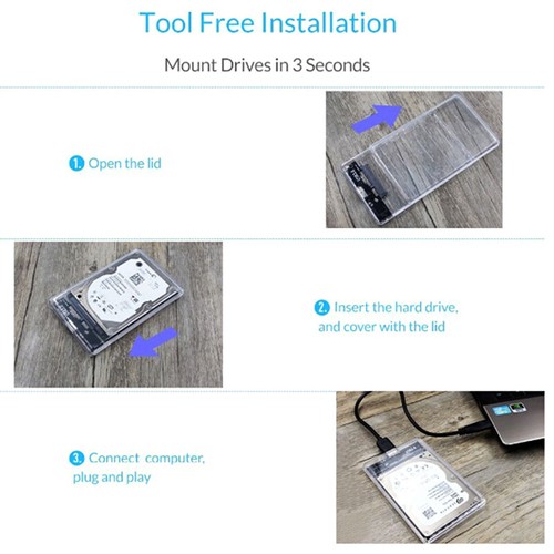 2.5'' USB 3.0 to SATA SSD HDD Hard Drive Disk External Case Enclosu U5 - Picture 9 of 12
