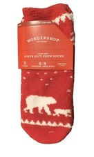 Wondershop At Target Super Soft Crew Socks Size 6-9 Red 2 Pairs