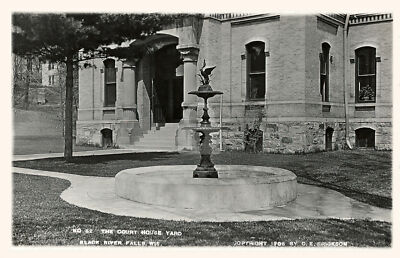 The Court House yard Black River Falls WI Wisconsin 1908 RPPC Postcard COPY