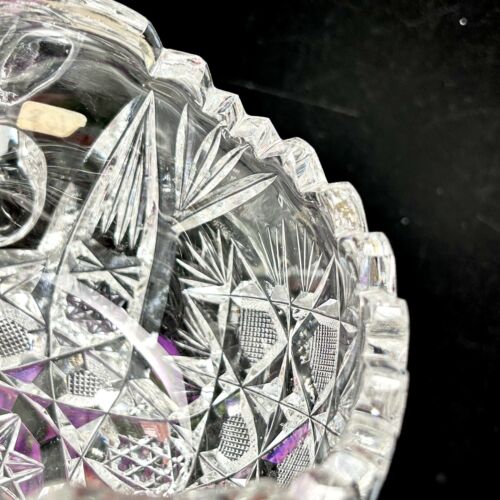 Antique American Brilliant Period ABP Cut Glass Sugar Bowl 6.75” L Sawtooth - Picture 14 of 24