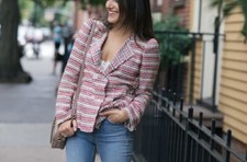 Rebecca Taylor Optic Striped Double-Breasted Tweed Jacket Size 2