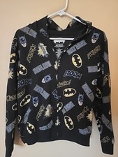 Batman Hoodie Sweatshirt Zip Up Boys Size Large DC Comics Superhero