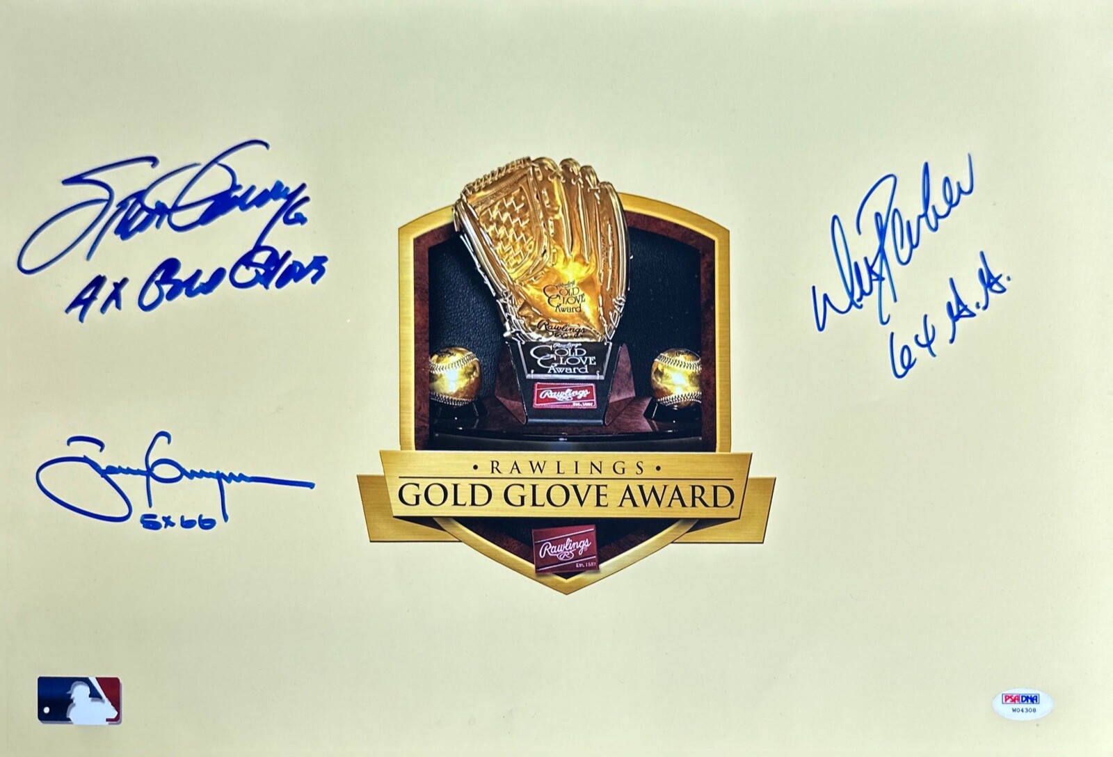 Tony Gwynn Autographed Signed Los Angeles Dodgers , Steve Garvey, Wes Parker 12x18 Gold Glove Award Photo PSA 