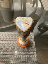Vintage Porcelain Heart Shaped Stamp Dispenser Footed Trinket Box VERY NICE!!!