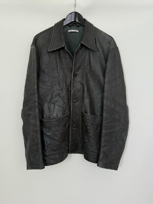 Our Legacy Archive Box Shirt - Leather Jacket Shirt Mens - Lederjacke Size 48