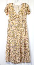 NEW NWT West Of Melrose Peach Pink Floral Print Crinkle Rayon S/S Midi Dress S