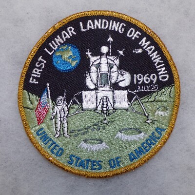 Original USA NASA First Lunar Landing Commemorative Embroidered Patch 1969