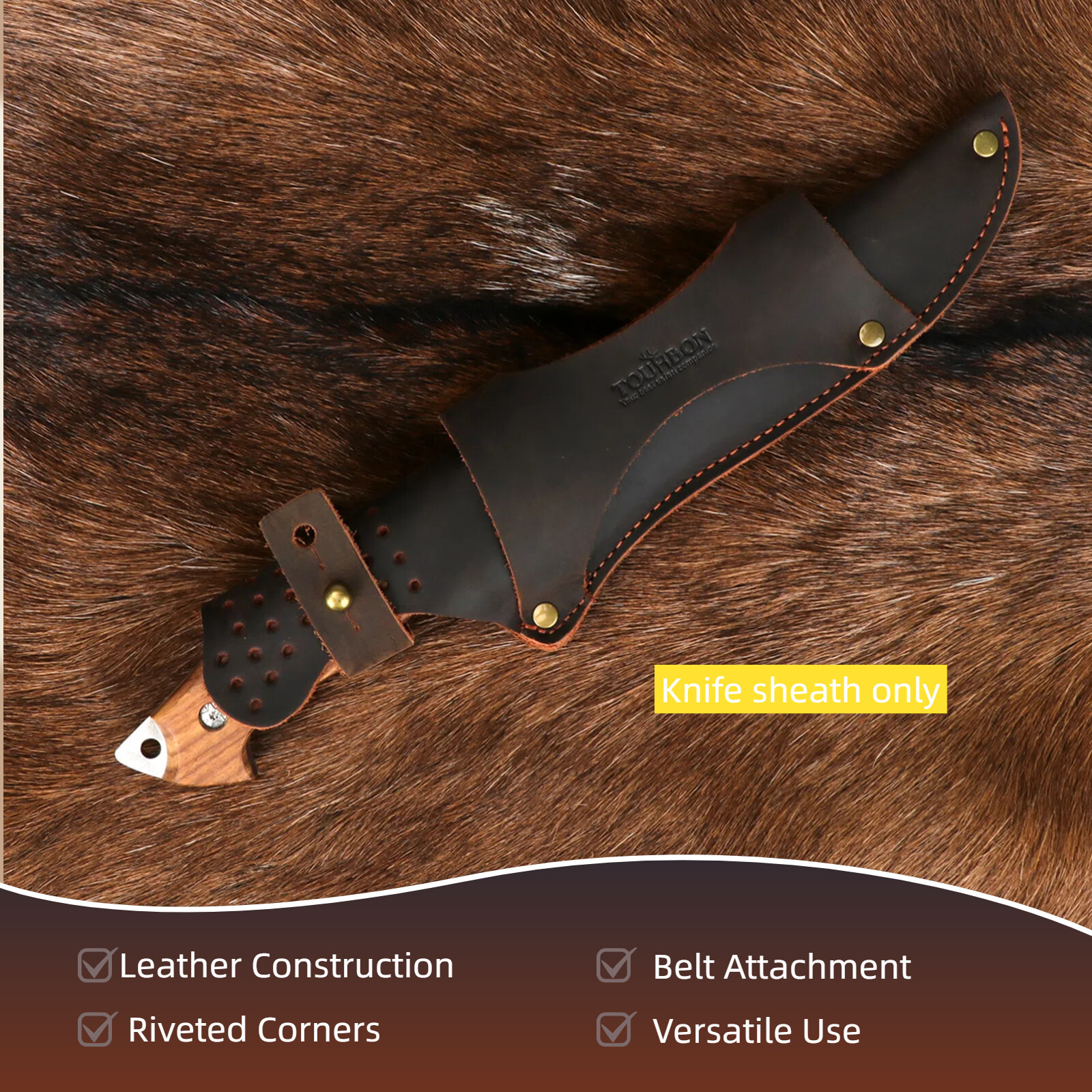 TOURBON Leather 10in Knife Sheath Fixed Blade Protect Tools Carrier Belt Holster