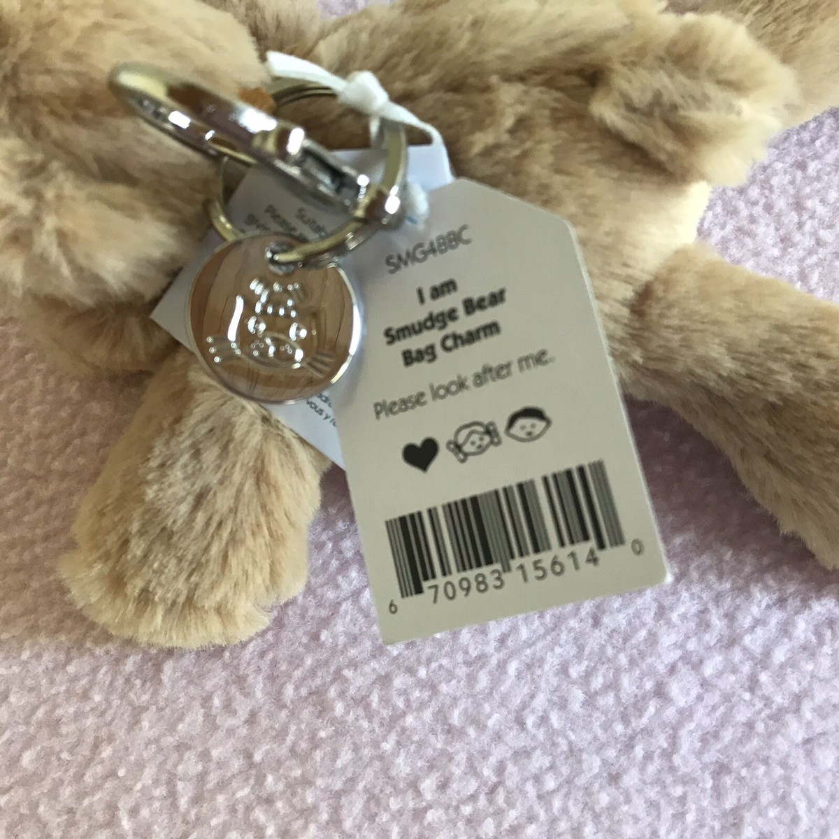 Jellycat - Smudge Bear Bag Charm - Soft Teddy Key Ring - New