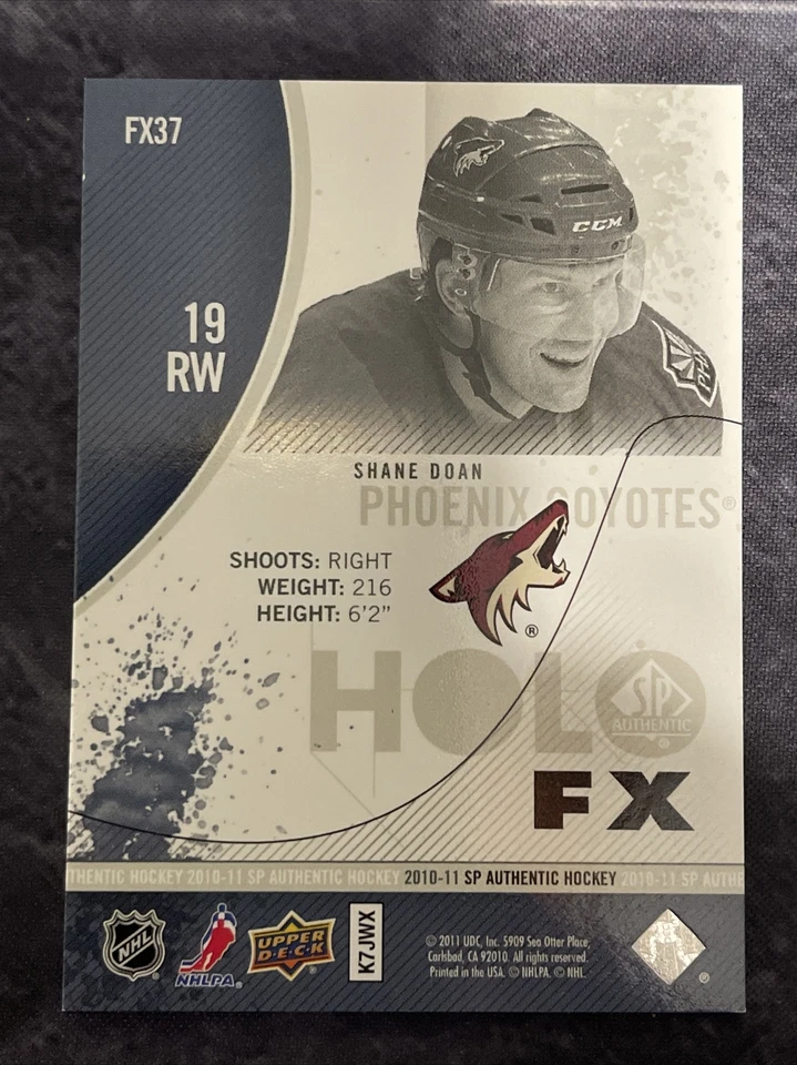 2010-11 SP Authentic Holo FX FX37 Shane Doan Phoenix Coyotes  - Image 2 of 2