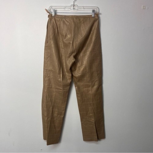 Pelle Studio Wilson's 1980s Vintage Tan Leather Pants Embossed Women'sSize 6 - Picture 8 of 13