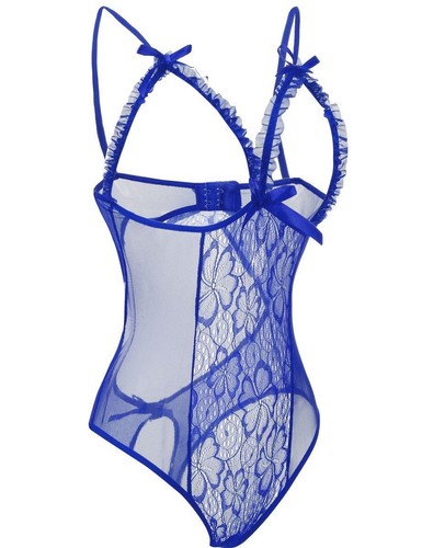 Women Sexy Lingerie Lace Open Cup Crotchless One piece Teddy Nightwear 