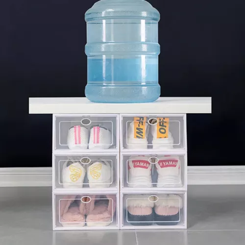 12x White Plastic Shoe Storage Boxes Drawer Stackable Foldable Durable Organiser - Picture 13 of 16