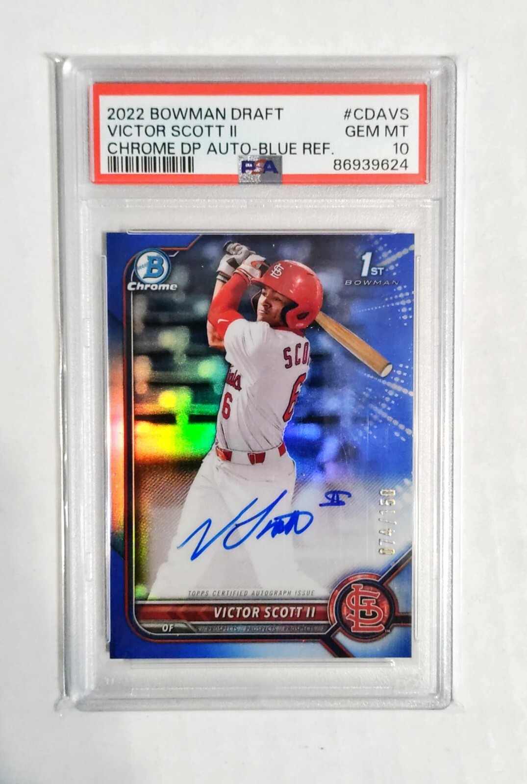 Victor Scott II PSA 10 2022 1st Bowman Chrome AUTO Gem BLUE 