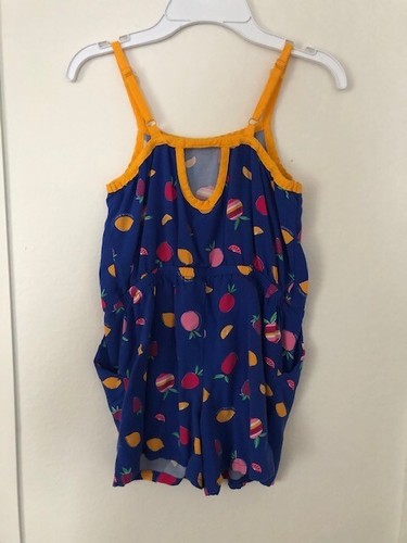 CALVIN KLEIN JEANS kids girls BLUE lemon strawberry sleeveles Shorts romper 6X - Picture 4 of 6