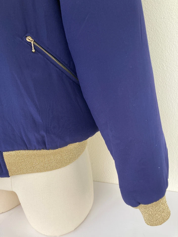 Chaqueta bordada August Silk para mujer talla pequeña azul vintage años 90 Foto 4 de 4