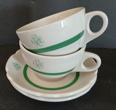  VTG Buffalo/Weller Cups & Saucers Restaurant Ware 2 Cups 2 Saucers 