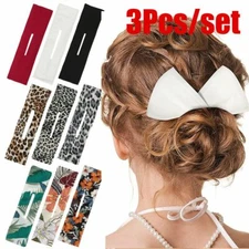 3Pcs/set Deft Bun Hair Bands Women Summer Knotted Wire Print Headband Bun Maker