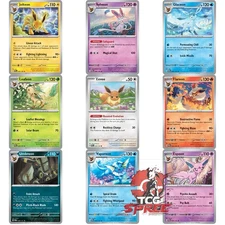 Pokemon Prismatic Evolutions Complete Eeveelutions - 9 Cards Set Incl. Holos