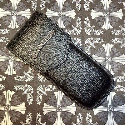CHROME HEARTS Authentic Eyewear Hard Case Black Silver Scroll Logo Brille Mint