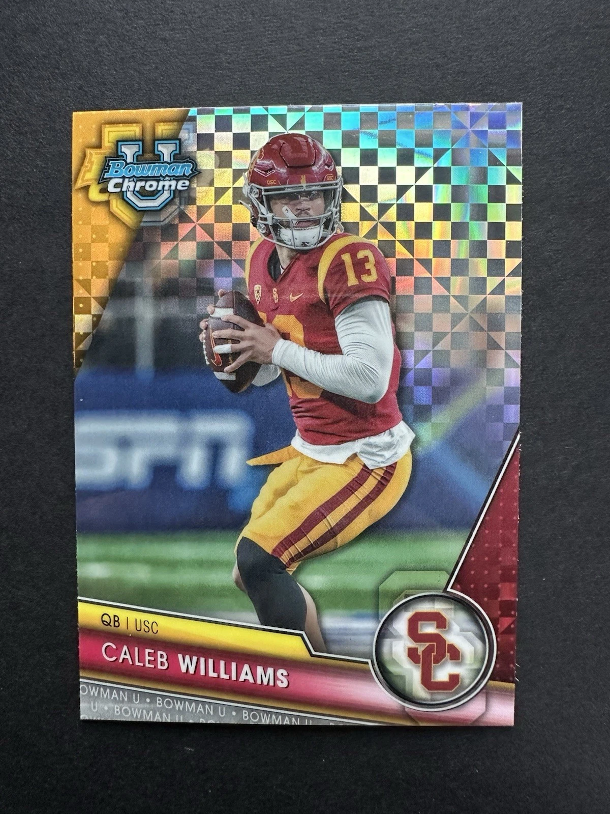 Caleb Williams 2023 Bowman U Chrome #1 X-Fractor USC Trojans / Chicago Bears RC