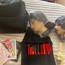 HairTools Hairdressing Kit with Mannequin Head, Round Brush, Brush & Clips