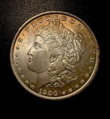 1900 Morgan Silver Dollar   Sunshine Toner   brilliant uncirculated!! High MS!