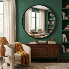 Large Round Industrial Style Aluminium Frame Wall Mirror black gold grey