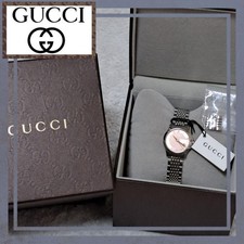 Gucci G Timeless Quartz Watch Womens Pink Dial YA12656 Wrist 16cm Stainless