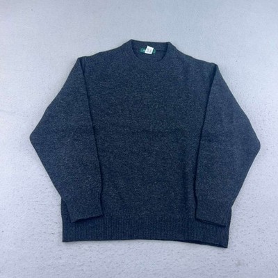Giordano Sweater Mens XL Regular Gray Lambswool Crew Neck Long Sleeves Pullover