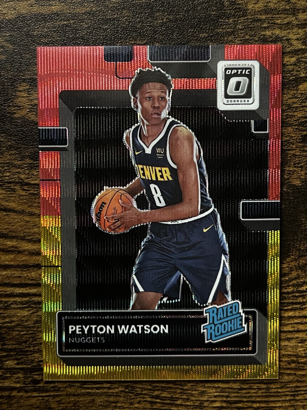 Peyton Watson Rated Rookie /99 Red Gold Wave Denver Nuggets