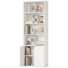 Image of HOMCOM 2 Door 4 Shelves Bookcase Wooden Storage Cabinet Display Unit White