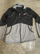The North Face Black and Gray Full-Zip Athletic Jacket Size L Gym Yoga Pilates
