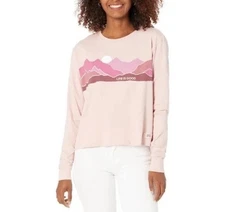 LIFE IS GOOD Crusher Long Sleeve Tee Sz L Pink Mountains Graphic 100% Cotton