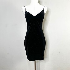 H&M Divided Black Velvet Dress Sleeveless Mini Spaghetti Strap Party Dress Small