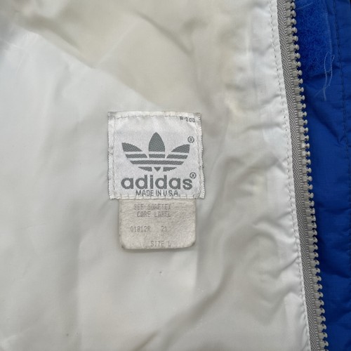 Vtg Large Adidas Track Jacket Full Zip Blue White YKK Trefoil USA Nylon Goretex - Picture 21 of 24