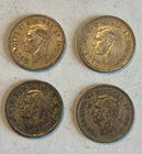 Canadian Silver Dimes, 1939 - 1945, Lot of 4, Circulated, 80% Silver