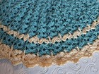 Vintage Crochet Pot Holder/Trivet Doll Dress -Handmade Blue w/Beige Trim — photo 4