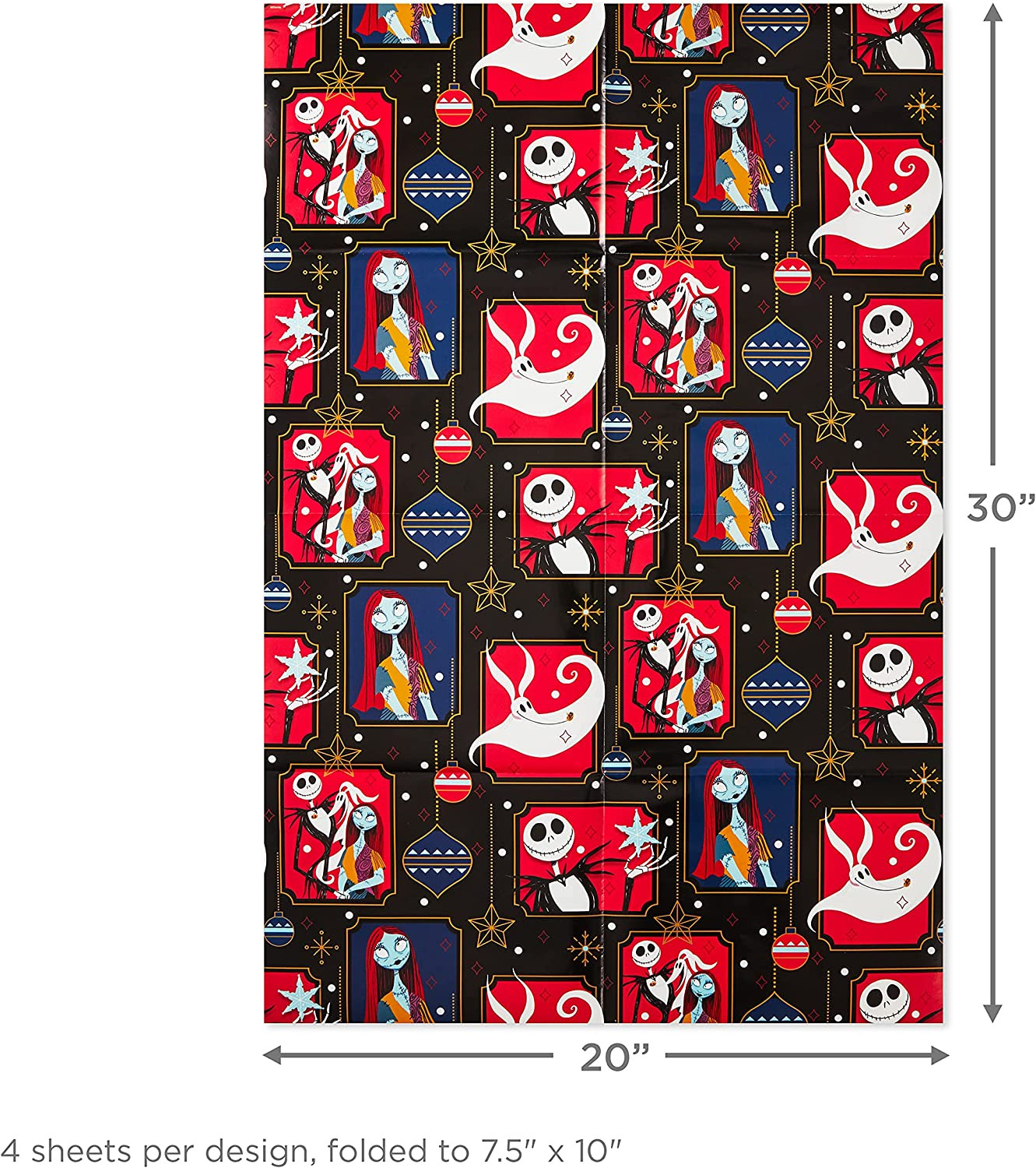 Hallmark Nightmare before Christmas Flat Wrapping Paper Sheets with Cutlines on