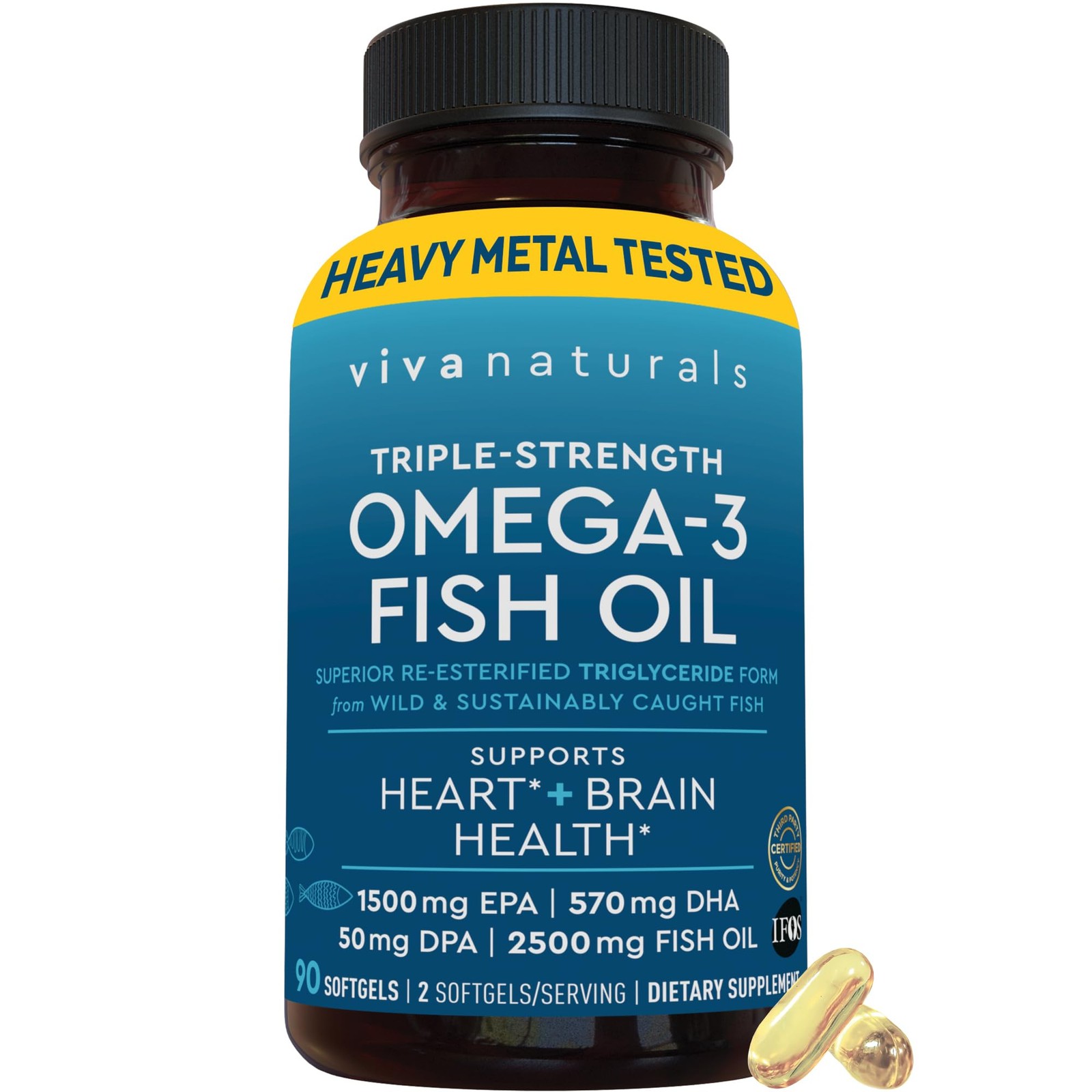- 2500mg, 2250mg Omega 3, Ifos Certified, 90...