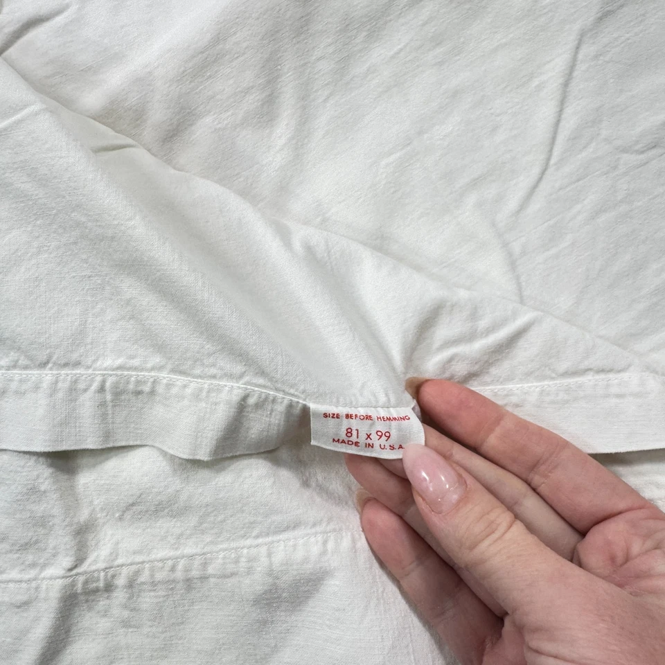 Sábana plana Springmaid vintage doble algodón macizo blanco mcm retro ee. uu. Foto 3 de 4