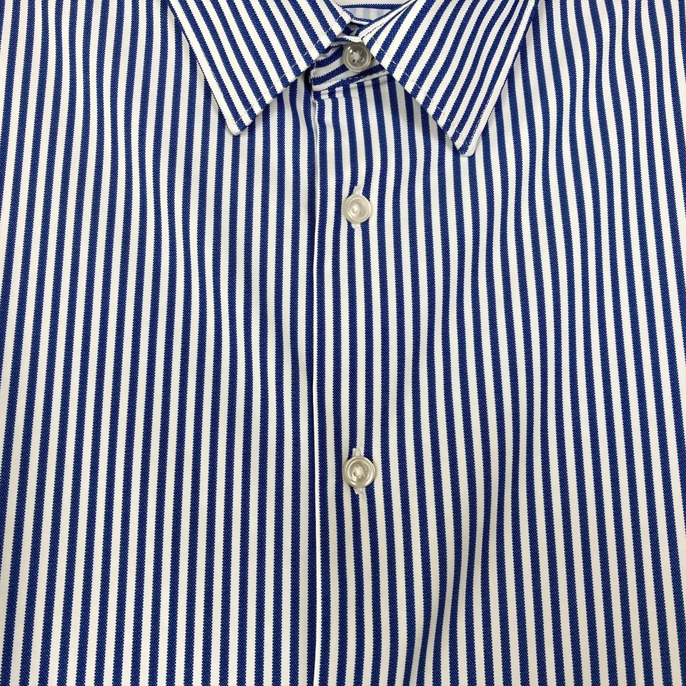 Camisa Zara Para Hombre Calce Ajustado Abotonada Talla L Azul Blanco Rayas Elastizada Foto 3 de 4